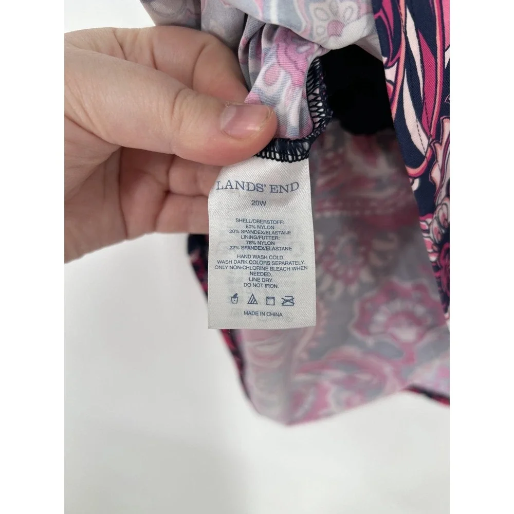 Lands End Tankini Womens‎ Size 20W Pink Floral Paisley Print Sleeveless Swim Top